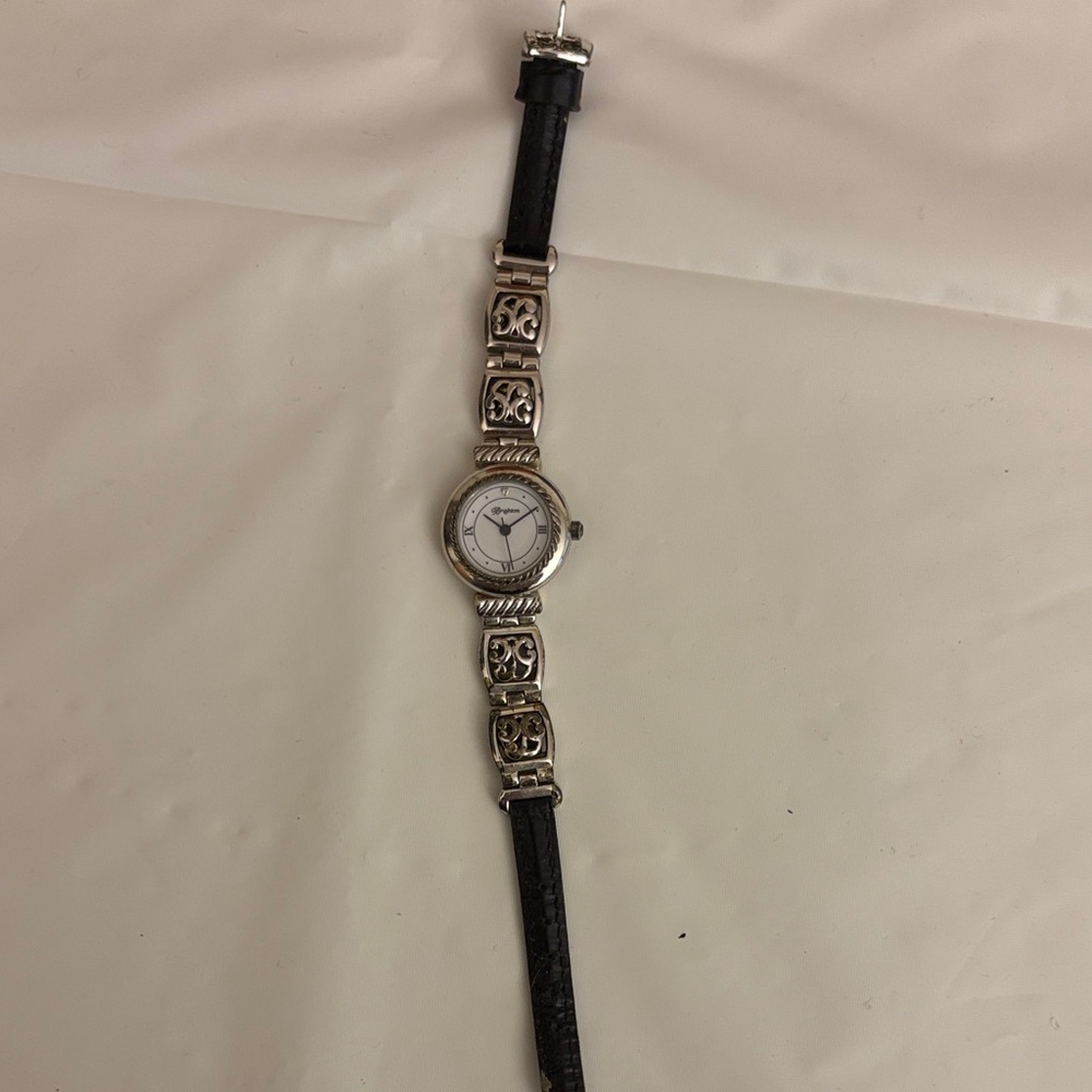 Brighton Silver and Black or Brown Reversible Leather Strap